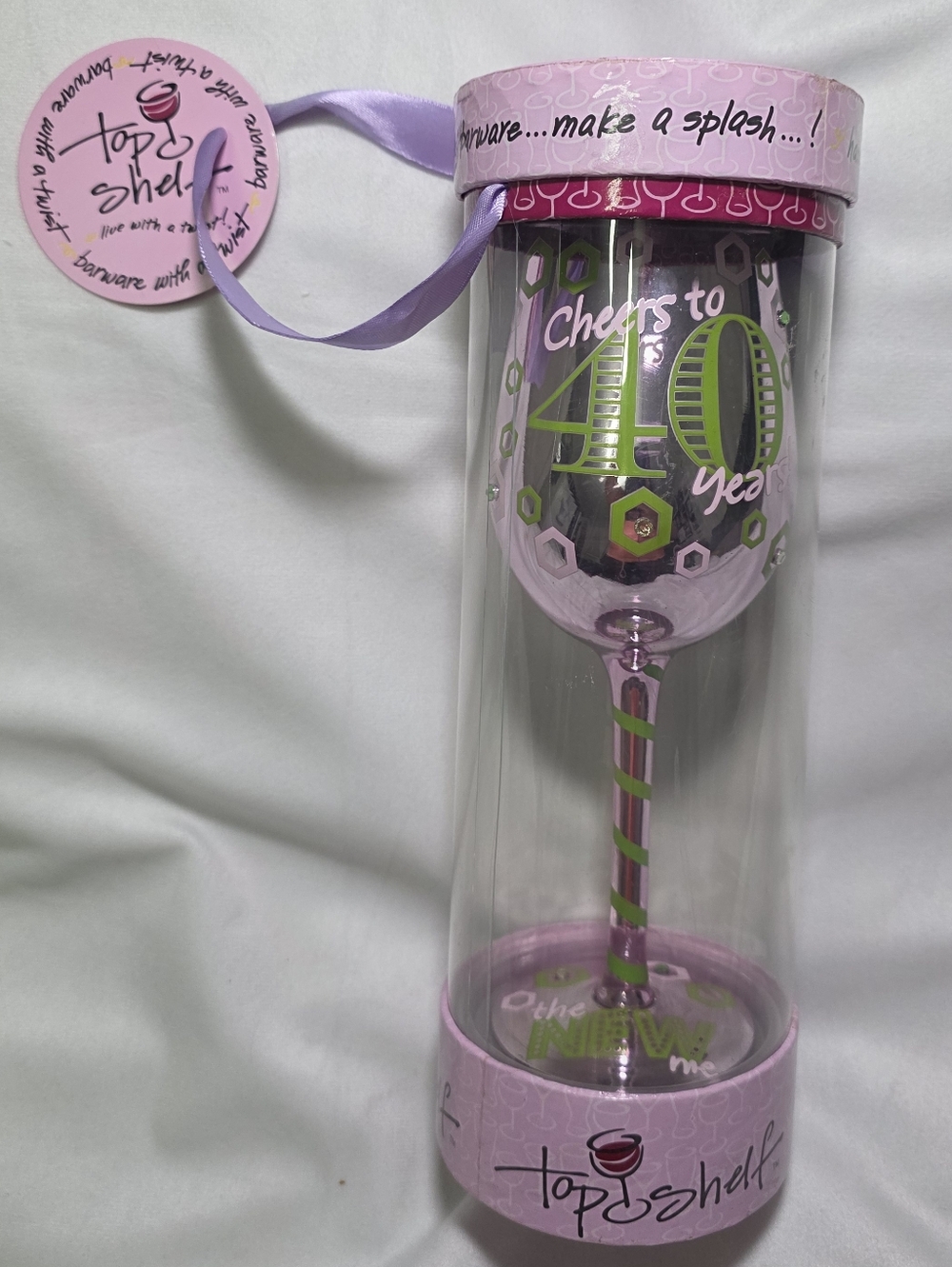 Top Shelf Cheers to 40 Years 15oz Stemmed Birthday Wine Glass In Box